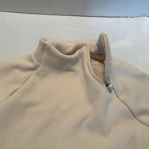 Athleta Girl Size Small/7 Pullover Side 1/4 Zip Criss Cross Ivory Sweatshirt - Picture 7 of 10
